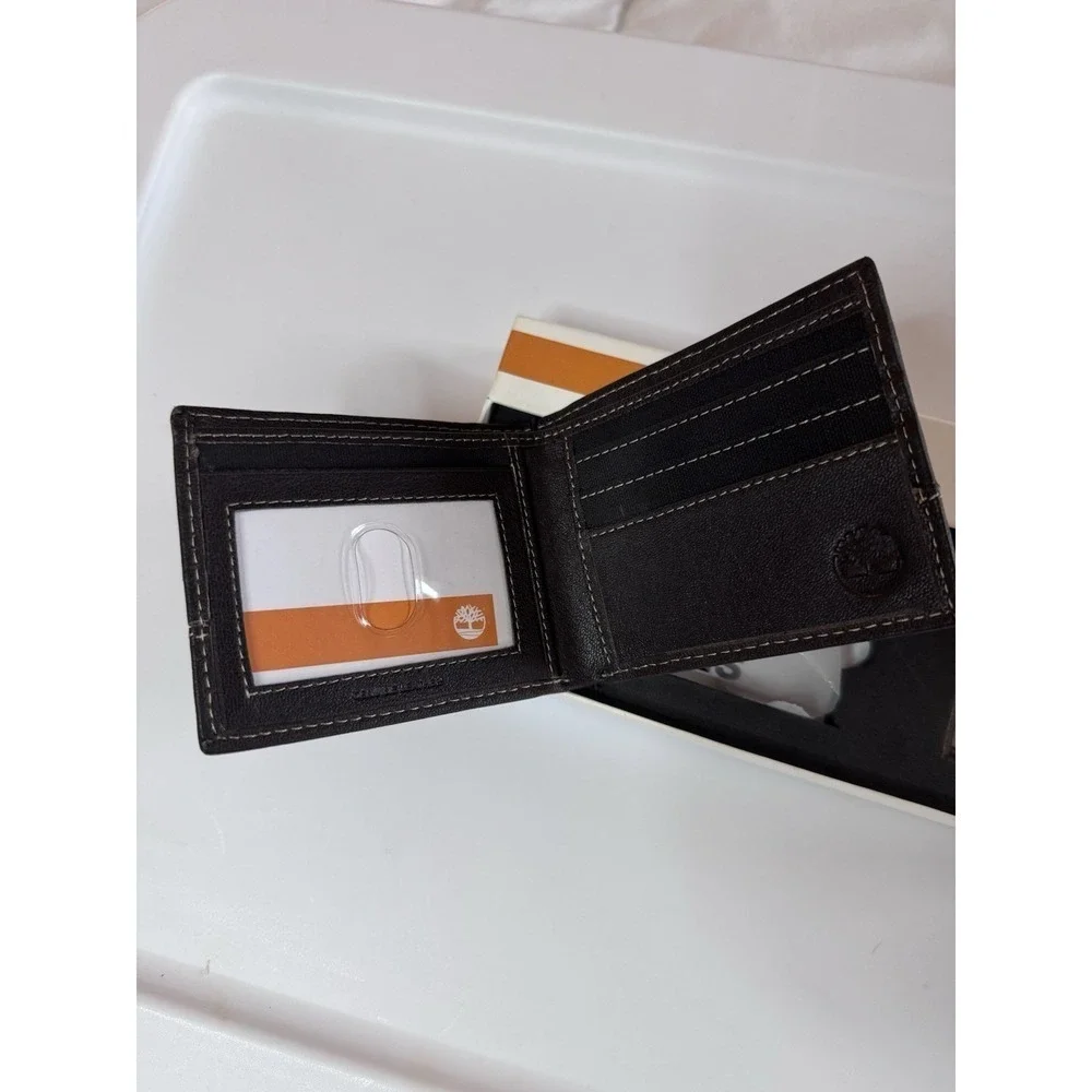 Timberland Mens Billfold Leather Wallet with Key FOB Gift Set Brown New With Tag